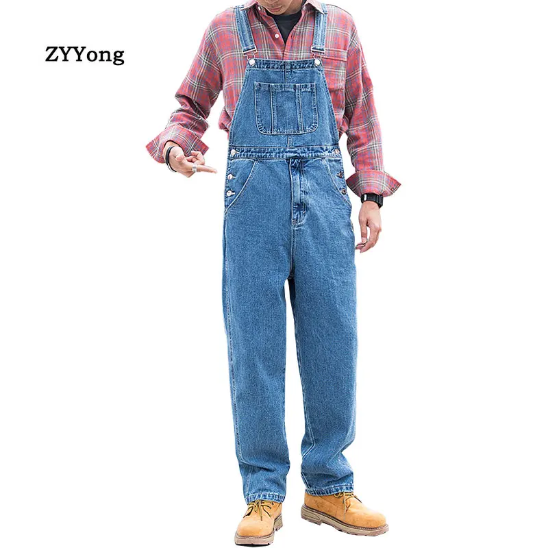 Bib Overalls For Man Suspender Pants Men\'s Jeans Jumpsuits High Street Distressed 2020 Fashion Denim Male Plus Size S-3XL