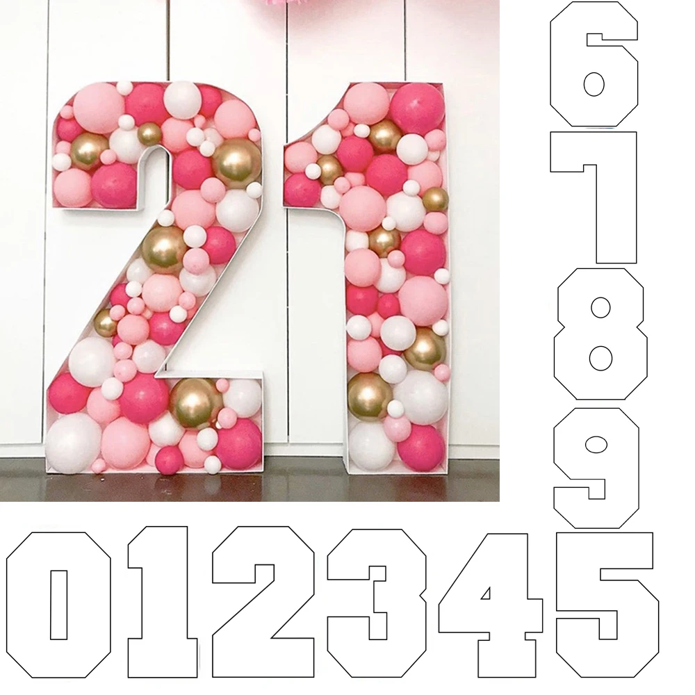 73cm Number Mosaic Balloon Frame Number 1 2 3 4 Balloon Filling Box DIY kids Adult Birthday Party Anniversary Decor Baby Shower