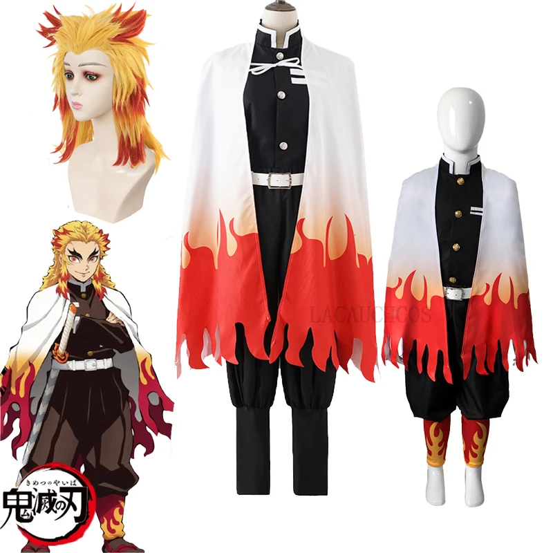 

Rengoku Kyoujurou Cosplay Costume Anime Kimetsu no Yaiba Blade Adult Children Cosplay Haori Kimono Wig Halloween Carnival Set