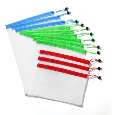 

12pcs Reusable Produce Bags Washable Mesh Bags for Grocery Shopping Fruit Vegetable Toys Sundries Organizer Storage Bags