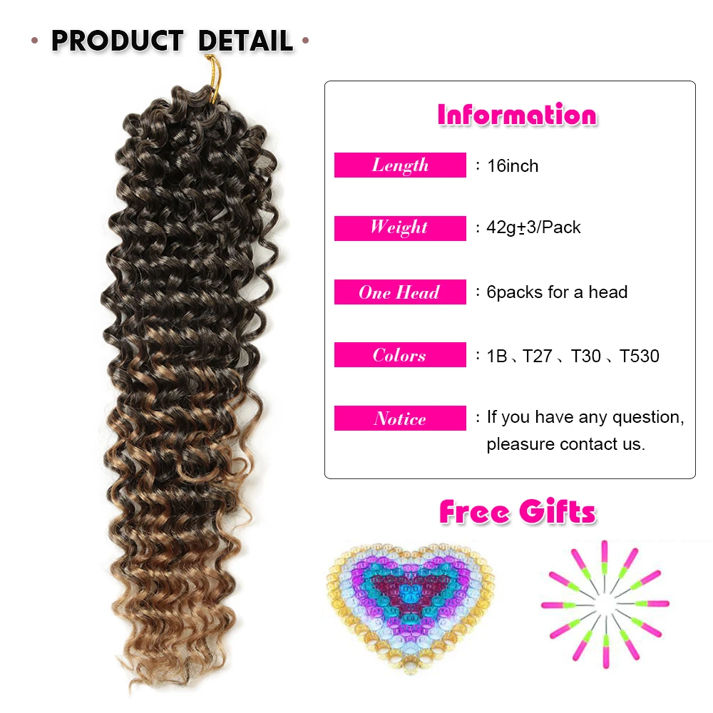 Hair Expo City-Tresses Synthétiques Naturelles au Crochet, Extensions de Cheveux avec Extrémités Bouclées, 16 Pouces