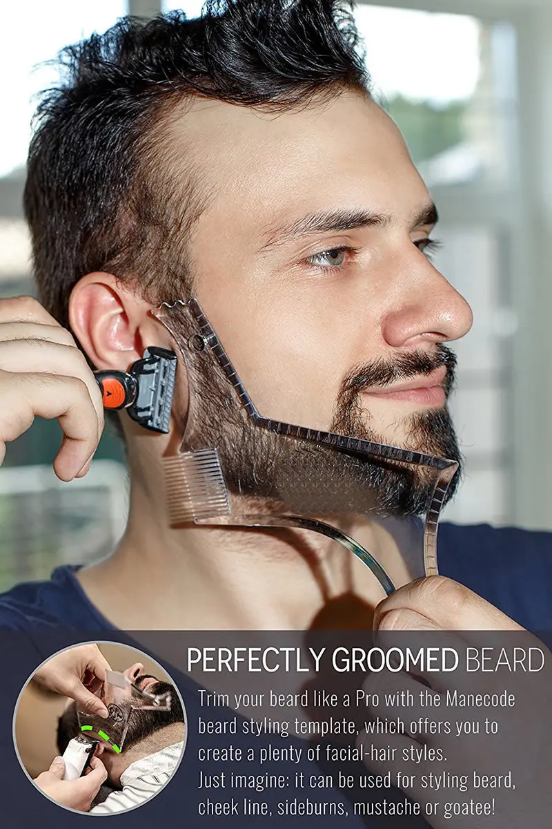 Transparent Beard Styling Template Stencil Beard Comb for Men Lightweight and Flexible Fits All-In-One Tool Beard Shaping Tool