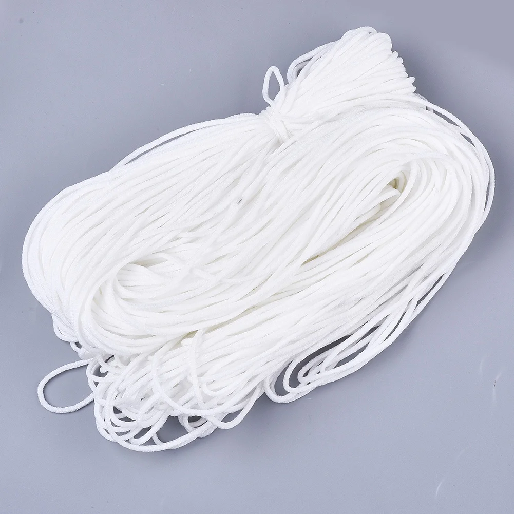 500g Round White Polyester & Spandex Elastic Band for Face Mask Ear Loop Mask Elastic Cord  DIY Disposable Mask Material