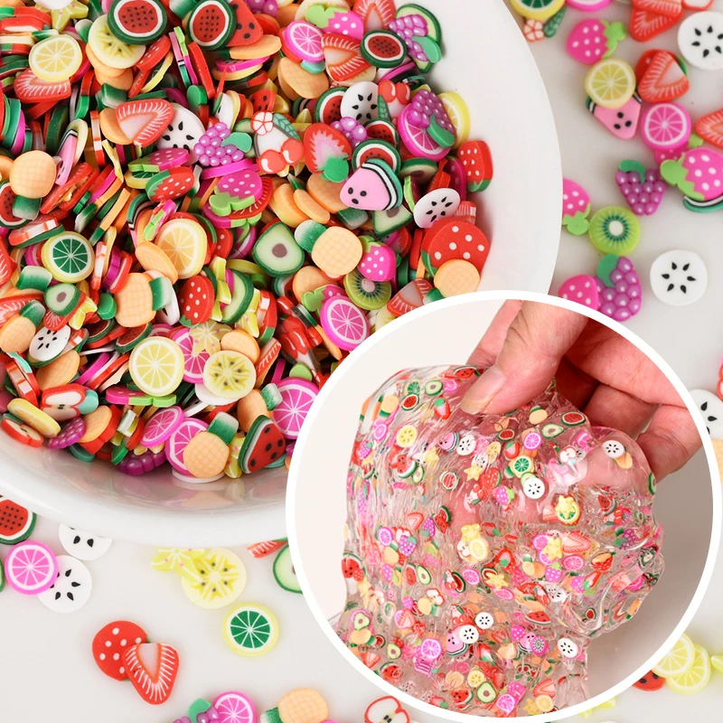 20g/Lot 5mm Fruit Mixed Slice Nails Art /Slices/Slime Charms /Polymer Clay for Girls DIY Crafts Tiny Cute Plastic Mud Particles