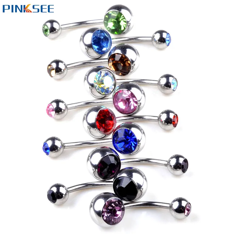 10Pcs/Lot Belly Button Rings Crystal Surgical Steel Body Jewelry Belly Piercing Sex Real Navel Rings Piercing Ombligo Pircing