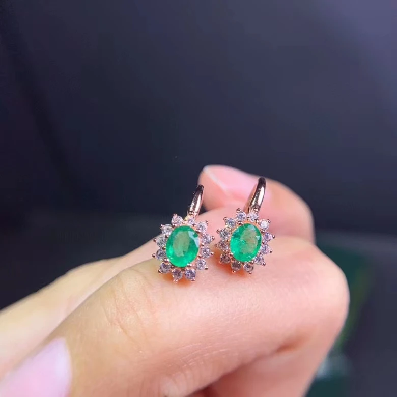 KJJEAXCMY fine Jewelry 925 Sterling Silver Natural emerald Girl new elegant earring eardrop Support Test Chinese style