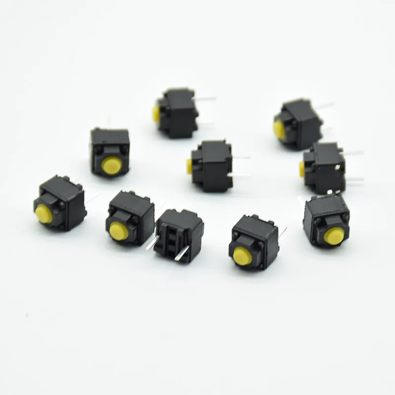 10pcs Mute button 6*6*7.3mm Silent switch wireless  wired  button micro switch yellow Push button switch