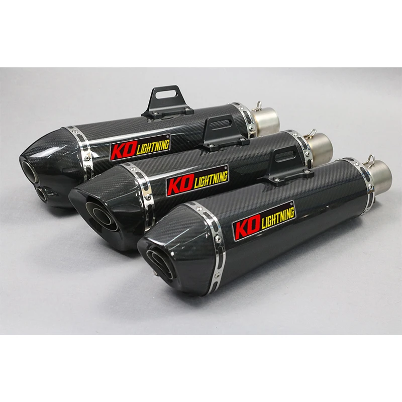 51mm Motorcycle Exhaust  Tail Pipe With Muffler  Carbon Fiber 470mm Exhaust System Modified For ATV Street Bike