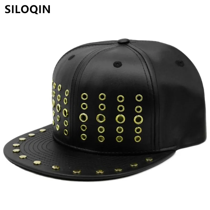 

SILOQIN Adjustable 2021 Spring New Punk Style Hip Hop Caps For Men Women Novelty Headdress Decoration Flat Brim Cap Couple Hats