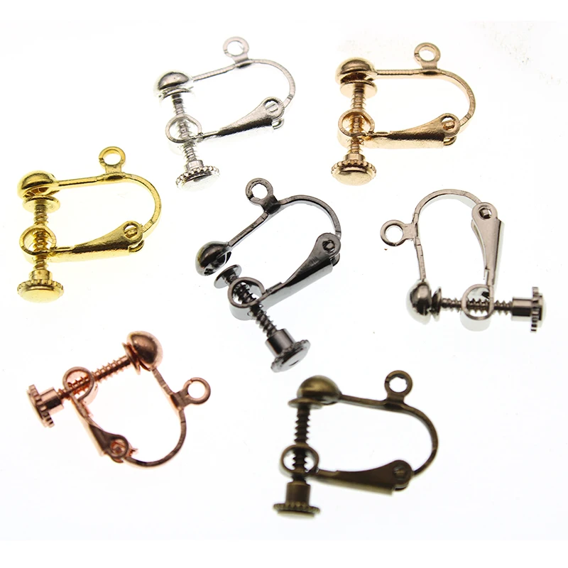 20pcs/Lot Brass Screw Earring Clips non Pierced Ear Clips Earring Settings Findings Base Blank Bezel For Jewelry Making Supplies