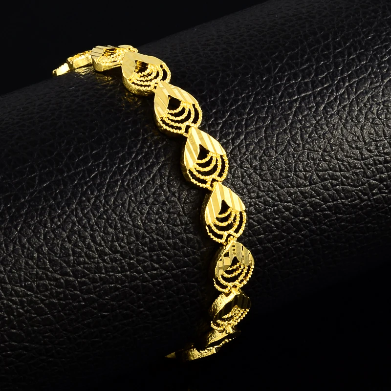 24K Real Gold Bracelet Water Drop Gold Plated Bracelet For & Women's Wedding Jewelry Gifts image 3