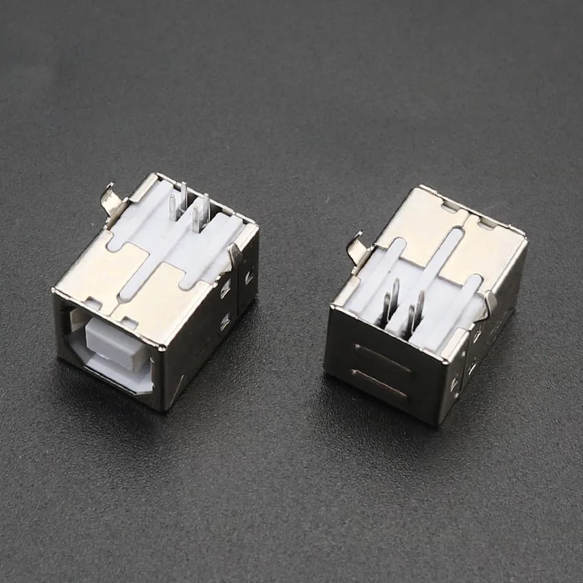 YuXi 10Pcs Square USB socket usb B Type Female 90 degree PCB welding parent Connector For Printer Data Port Dock Jack