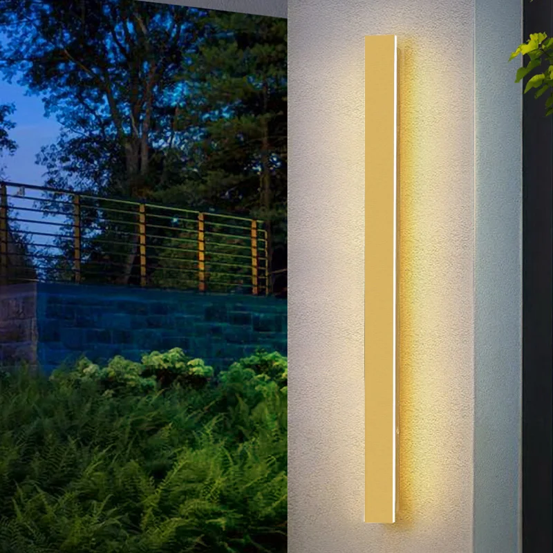 led wall washing lamp gold strip linha minimalista impermeavel ao ar livre villa patio iluminacao decorativa ip65 ac85265v 01