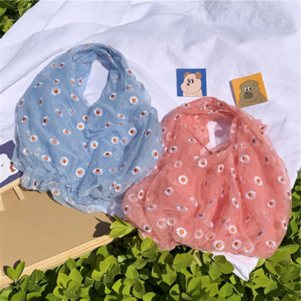 Sac à Main Brodé de Fleurs en Organza, Décontracté, Pliable, pour le Recyclage, Shopping, pour Femme, Sacs d\'Épicerie, pour les Voyages, pour