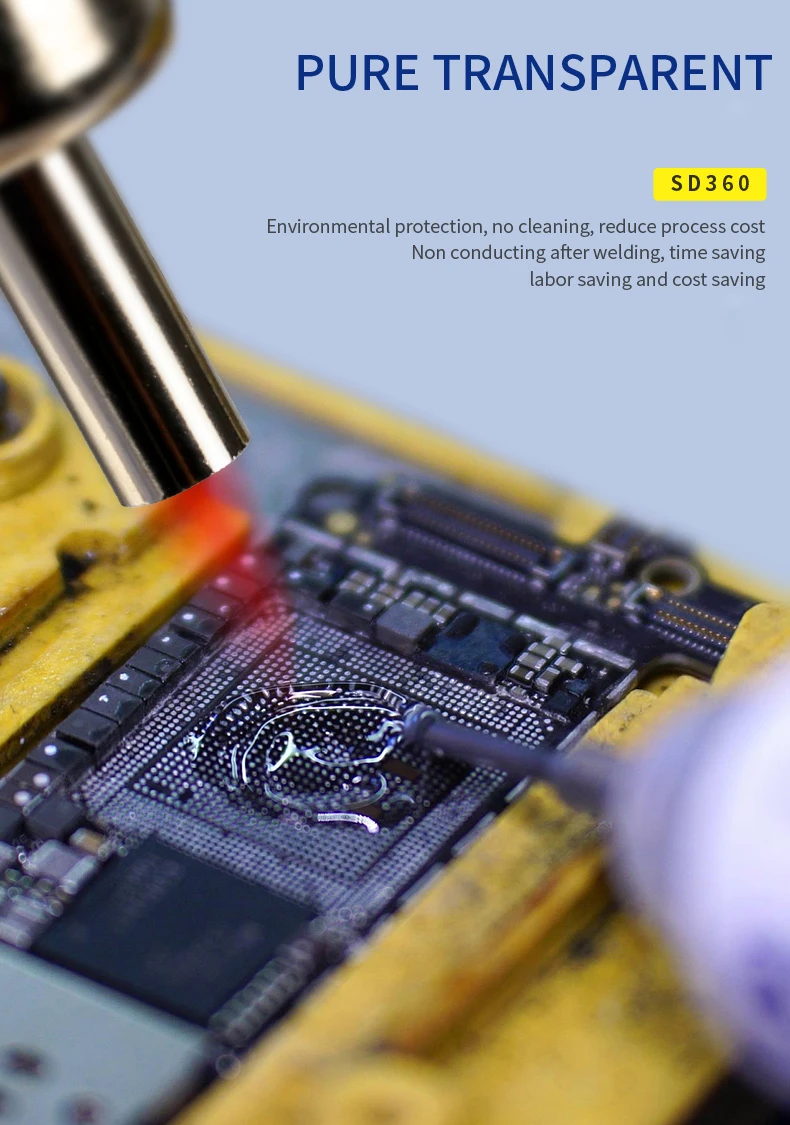 Mechanic sd360 10cc fluxo de pasta de solda, pasta de solda transparente sem limpeza com haste de empurrar para pcb smd bga ferramentas de solda