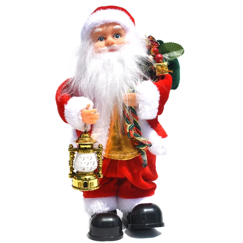 2022 New Arrivals Christmas Stuffed Santa Claus Toys with Jingle Bell & Lamp Best for Children Christmas Gift