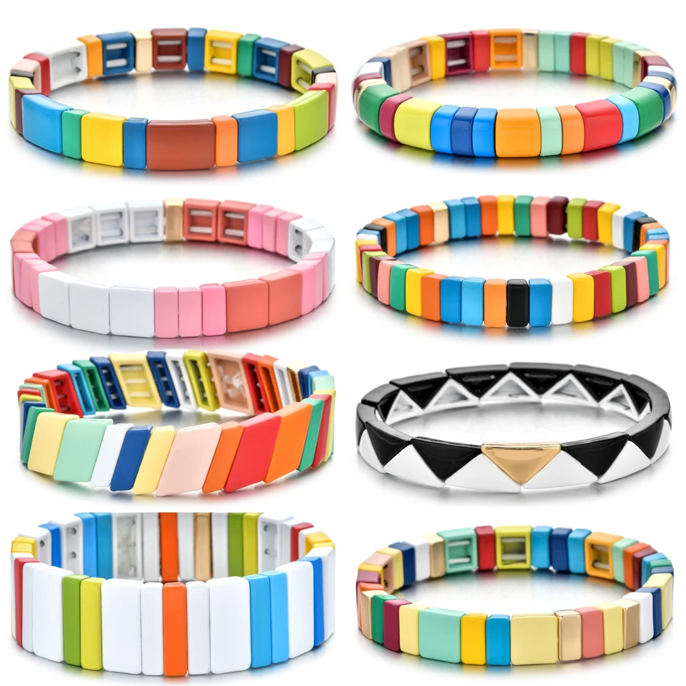 New Hot Color Enamel Unisex Bracelets Colorful Honeycomb Shaped Fashion Bangles for Men Alloy Instagram Trendy  Bracelet