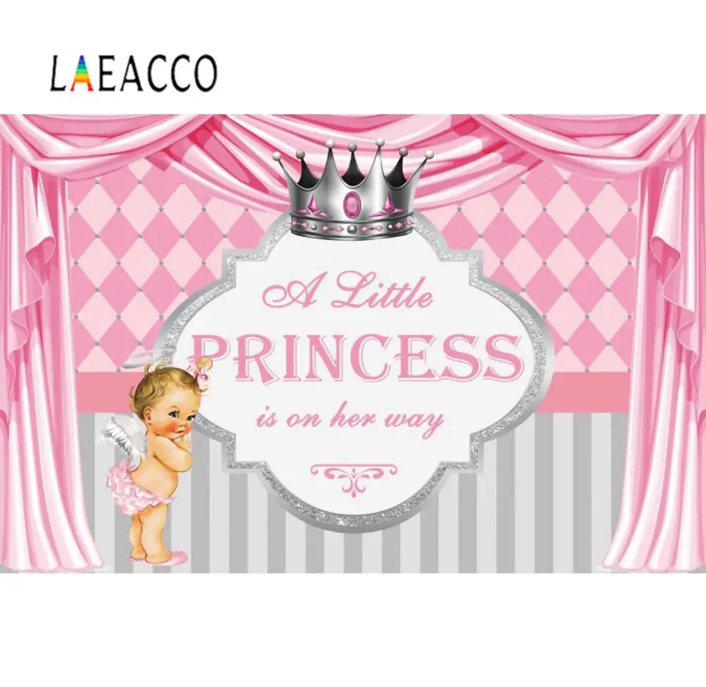 Baby Shower Background A Little Prince Is On His Way Light Blue Curtain Crown Stripe Photography Backdrop Photocall Photo Studio