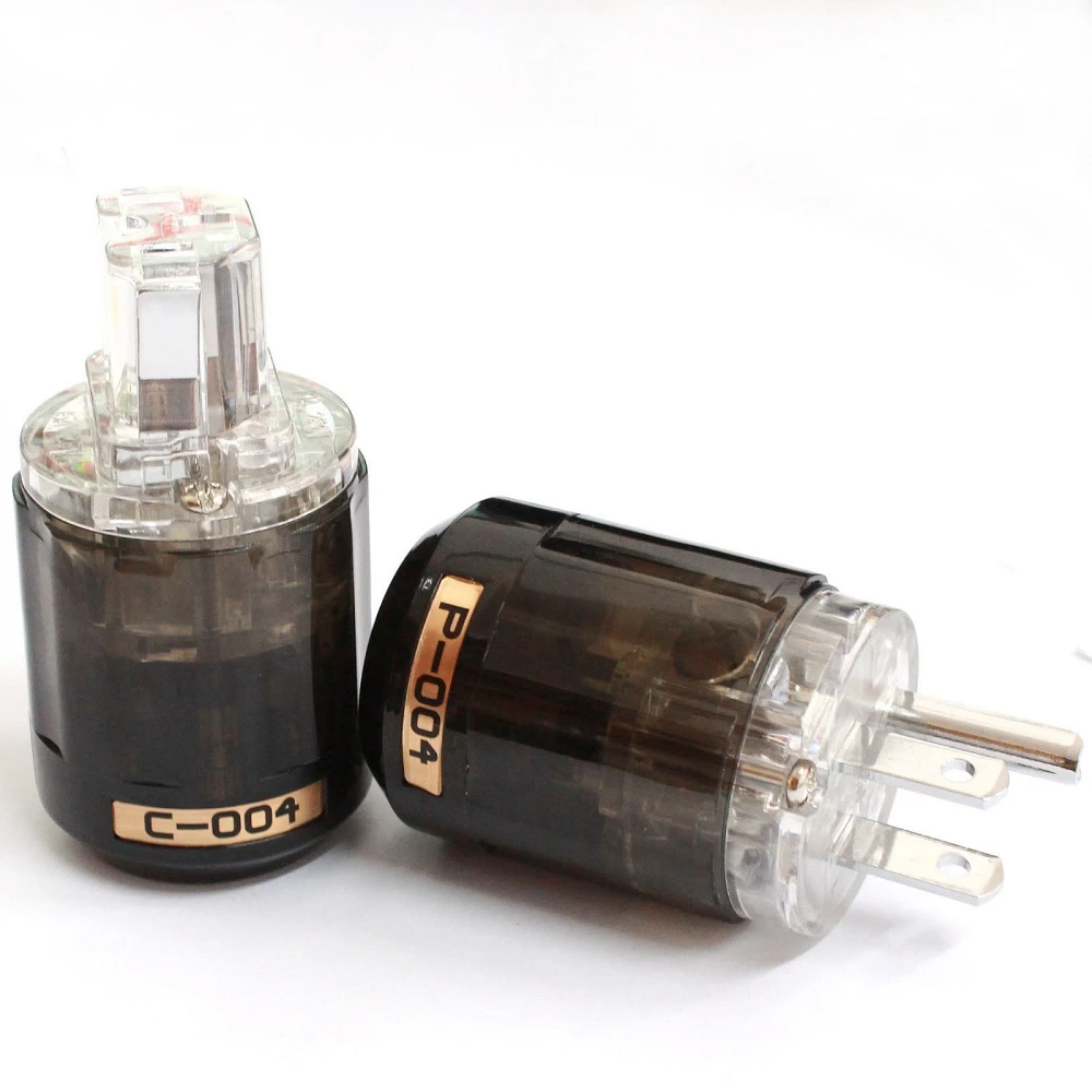 pair OyaideP-004/ C-004 US Power Plug Rhodium Plated IEC Audio Connector Female-Male audio Transparent hifi