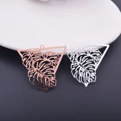 6pcs 32mm Rose Gold Color Monstera  Leaf Leaf Charms