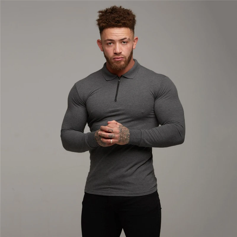 New Autumn Men Polo Shirt Brand Clothing Stretch Cotton Men Business Fashion Male Polo Shirt Long Sleeve Breathable Polo Shirt