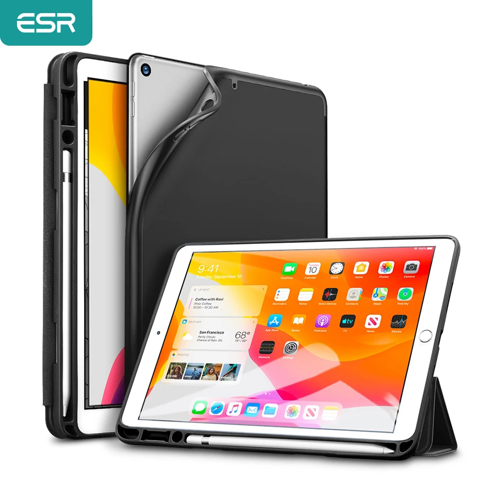 ESR Fall für iPad 7 10,2 2019 mit Bleistift Halter Abdeckung für iPad 2019 10,2 Fall Trifold Smart Fall für iPad 7th mit Bleistift Slot