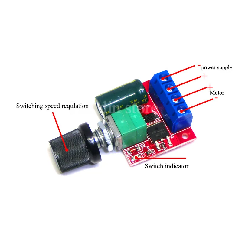 Mini 5A 90W PWM 12V DC Motor Speed Controller Module DC-DC 4.5V-35V Adjustable Speed Regulator Control Governor Switch 24V