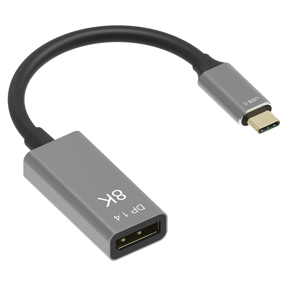 Dual Mode USB C to DisplayPort 1.4 8K Cable @ 60Hz 4K @ 144Hz Male to Female 25CM Converter Thunderbolt 3 to DisplayPort Adapter