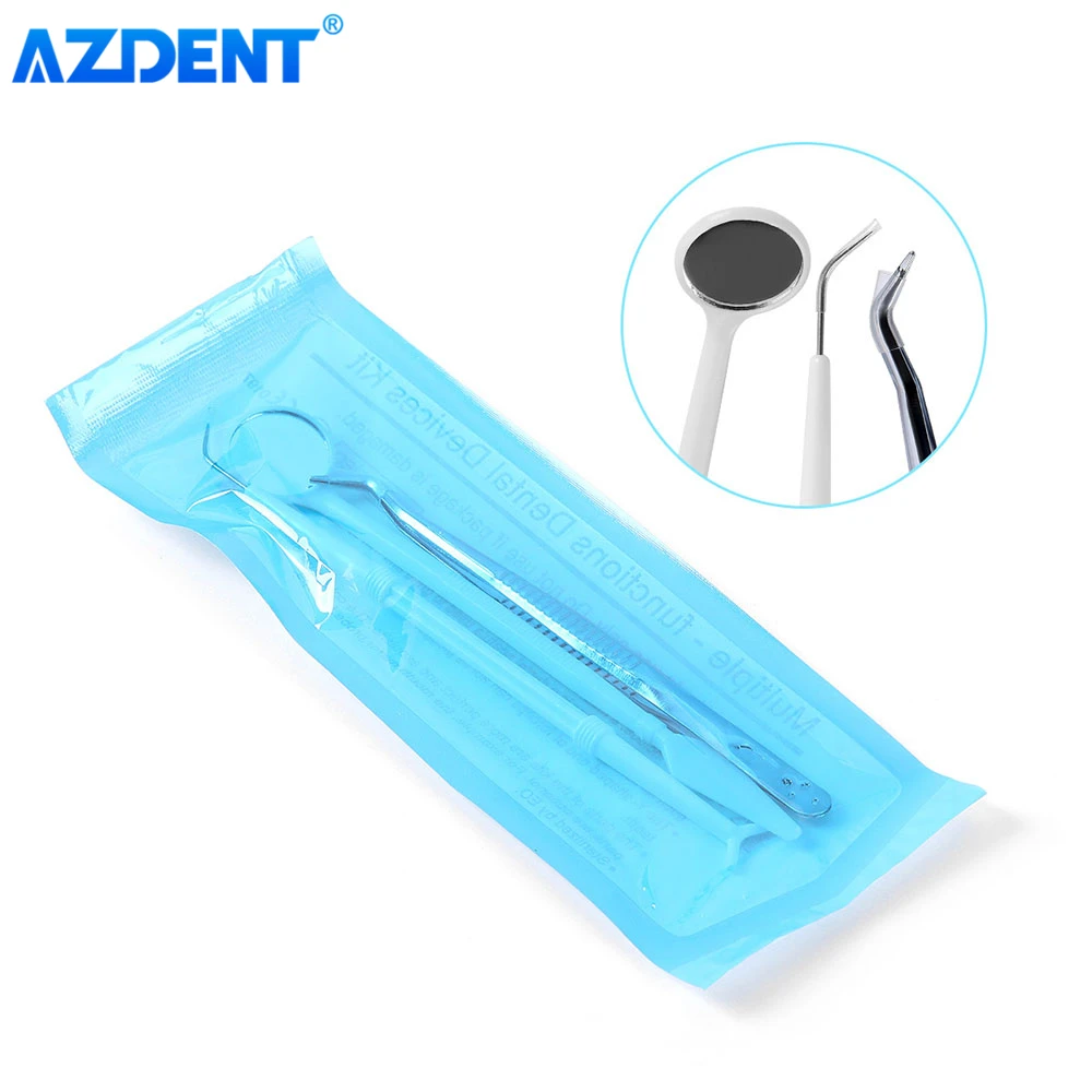 10 packs zubní jednorázové zrcadlo kleště badatel souprava AZDENT měřici zařízení 3pcs/set stomatologie consumable dentists nářadí