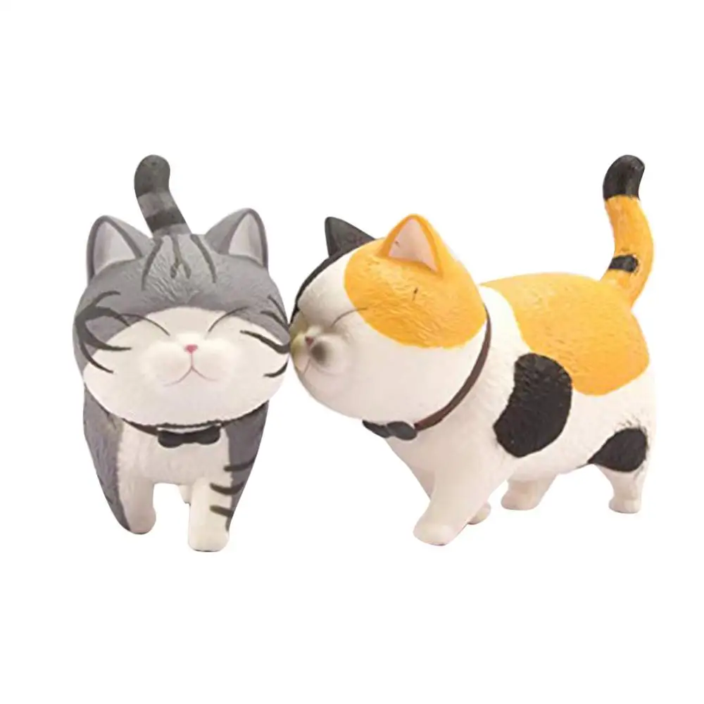 9PCS Cartoon Cute Pet Tie Cat Shorthair Cat Maine Coon PVC Anime Mini Figures Landscape Decoration Toys Doll for Baby Gift