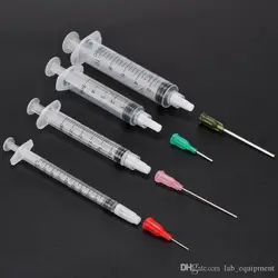 50Pcs /Set 1ml 3ml 5ml 10ml Luer Lock Syringe with 50pcs 14G-25G Blunt Pointed Needle and Plug for Industrial Dispensing Syringe