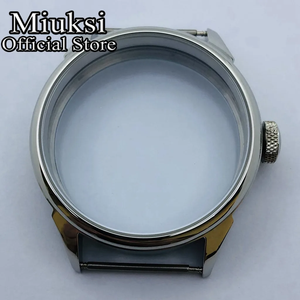 Miuksi 42mm silver stainless steel case fit ETA 6497 6498 Seagull ST3600 ST3620 ST36 series movement