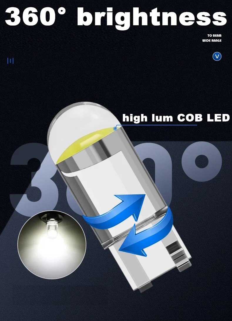 10 Stücke 24 V T10 Cob W5W 194 168 T10 LED Auto Lichter Birne Led Gehäuse Dome Licht Instrument Lampe – Detail 6