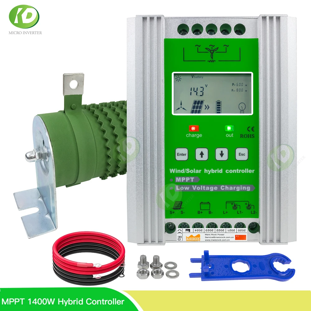 12V 24V 1400W MPPT Hybrid Wind Solar Charge Discharge Controller 10A 20A 30A Lead-acid Battery Regular For Wind Turbine PV