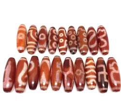 AAA Grade Tibet Dzi Bead Red Natural Agate 12mm*38mm Different Patterns Pendant Powerful Amulet Tibetan Dzi Beads DIY Pendant