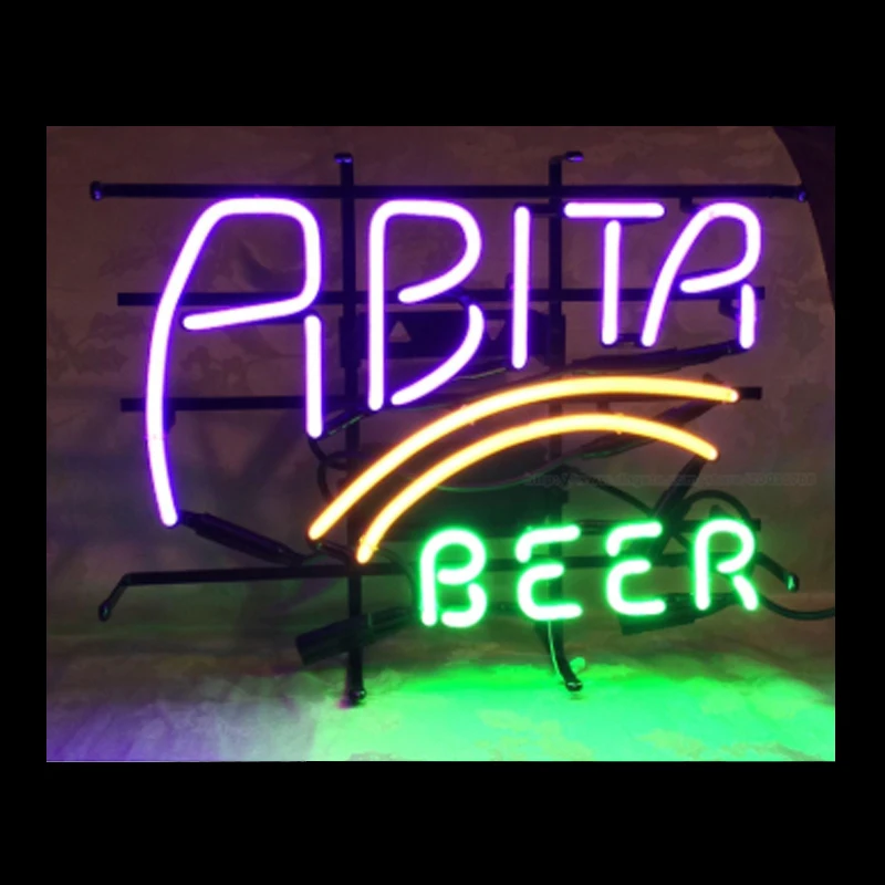 

ABITA BEER Neon Light Sign Custom Handmade Real Glass Bar Motel Restaurant Store Party Company Display Room Decor Lamp 17"X14"