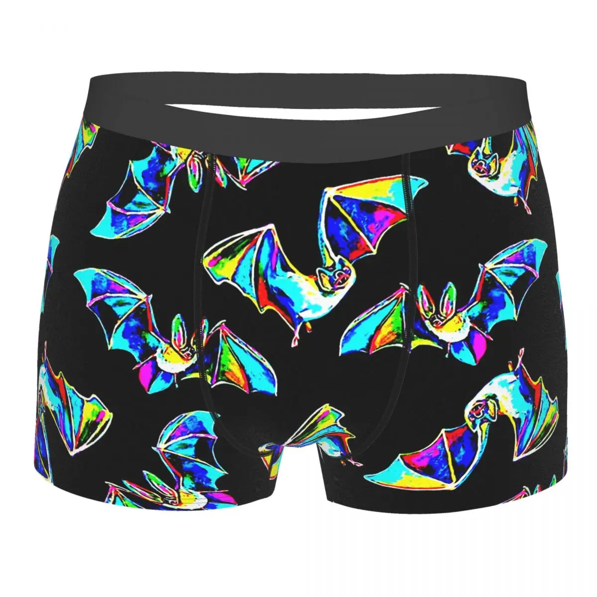 Psychedelic Bat Pattern Goth 1980s Subculture Rock Romance Underpants Breathbale Panties Men's Underwear Print