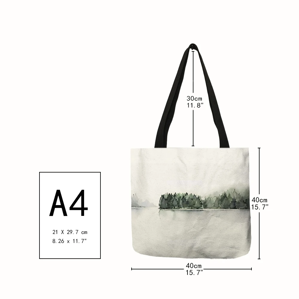 Watercolor Pteridophyte Print Reusable Shopping Bag Banana Tree Tote Bag For Women Fabric Handbags Traveling Beach Bags