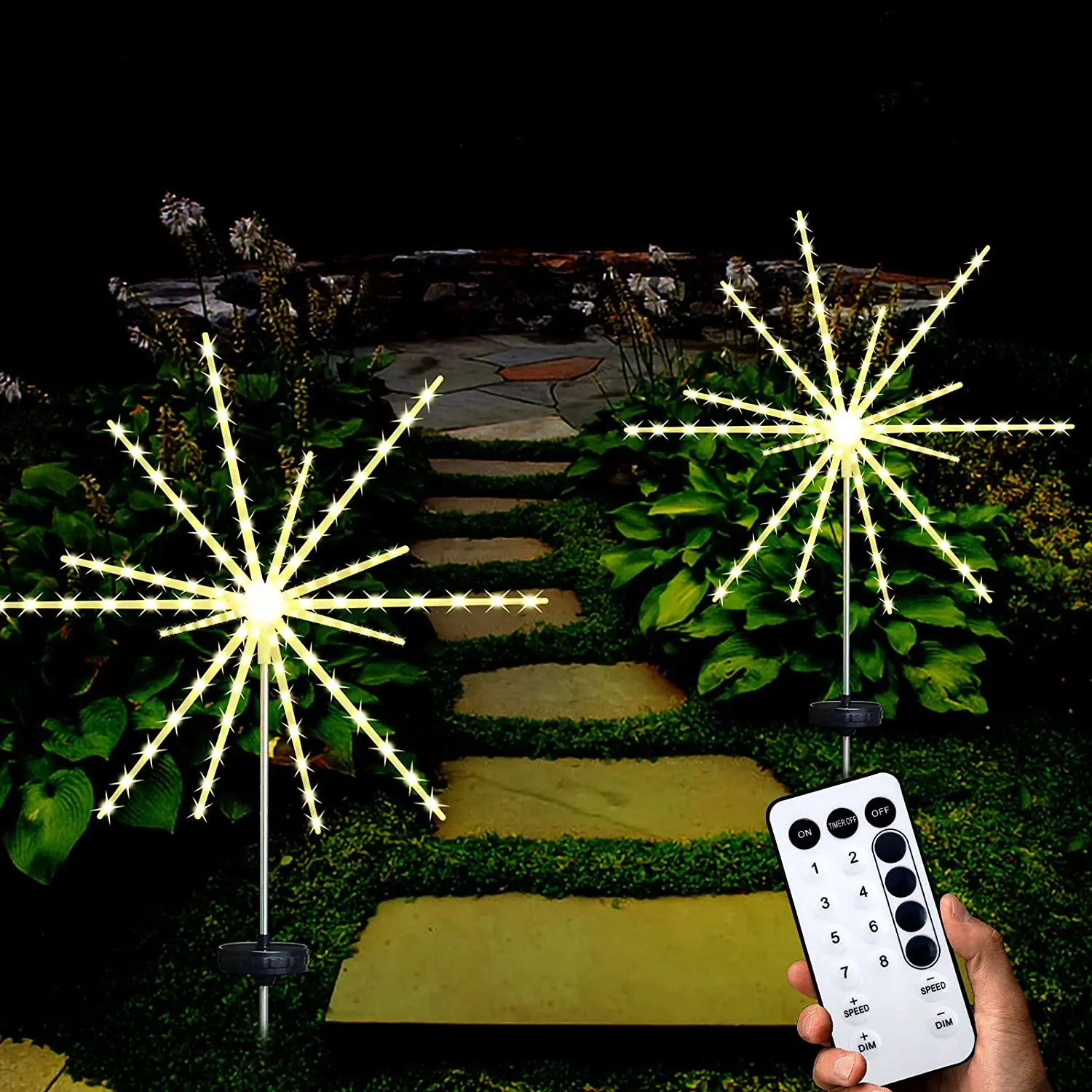 

IP65 Waterproof 112 LED Decorative Solar Lights Solar Starburst Fireworks Lights with 8 Modes for Lawn Walkway Garden Balcony