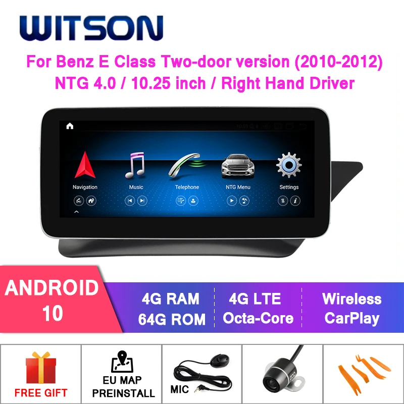 

WITSON Android 10.0 4+64G 4G lte CAR MULTIMEDIA for MERCEDES-BENZ E Class (Two-door version) C207 A207 E180 E200 (NTG4.0)