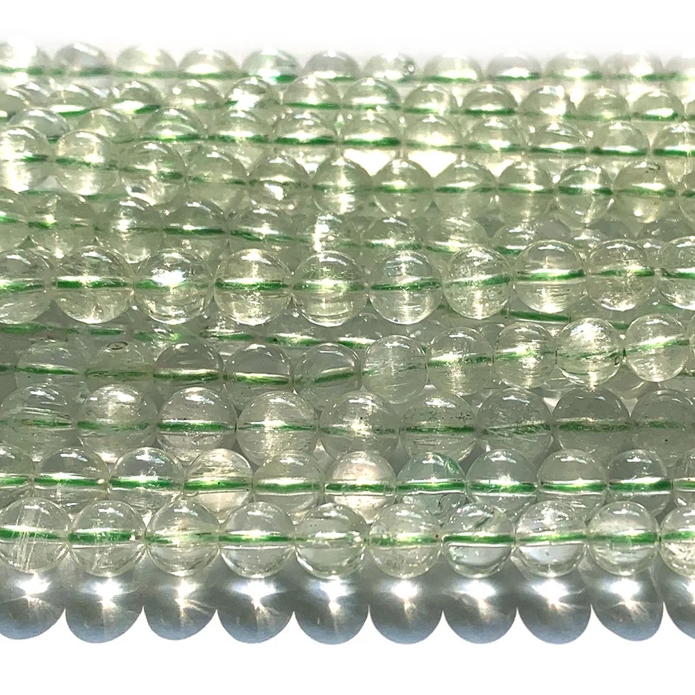 Veemake Natural Genuine Green Kunzite Spodumene Hiddenite Cat's Eye Round Loose Gemstone Beads 07456