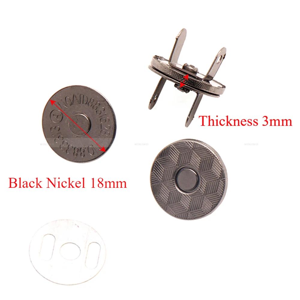 6 Sets 10mm 14mm 18mm Thin Magnetic Buttons Bags Magnet Automatic Adsorption Buckle Metal Buttons Snaps Wallet buttons