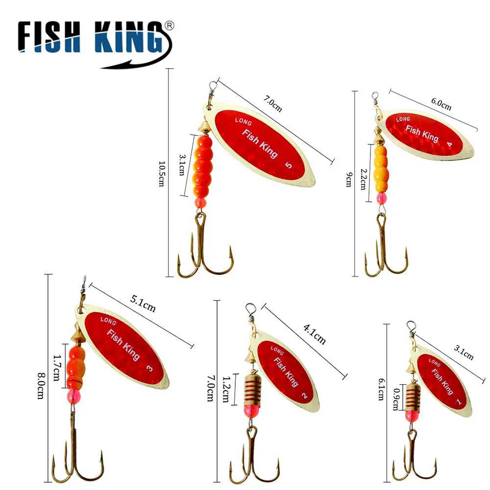FISH KING-señuelo giratorio de Metal con anzuelos triples, cebo artístico para lubina, 0.125oz, 0,2 oz, 0,33 oz, 1oz