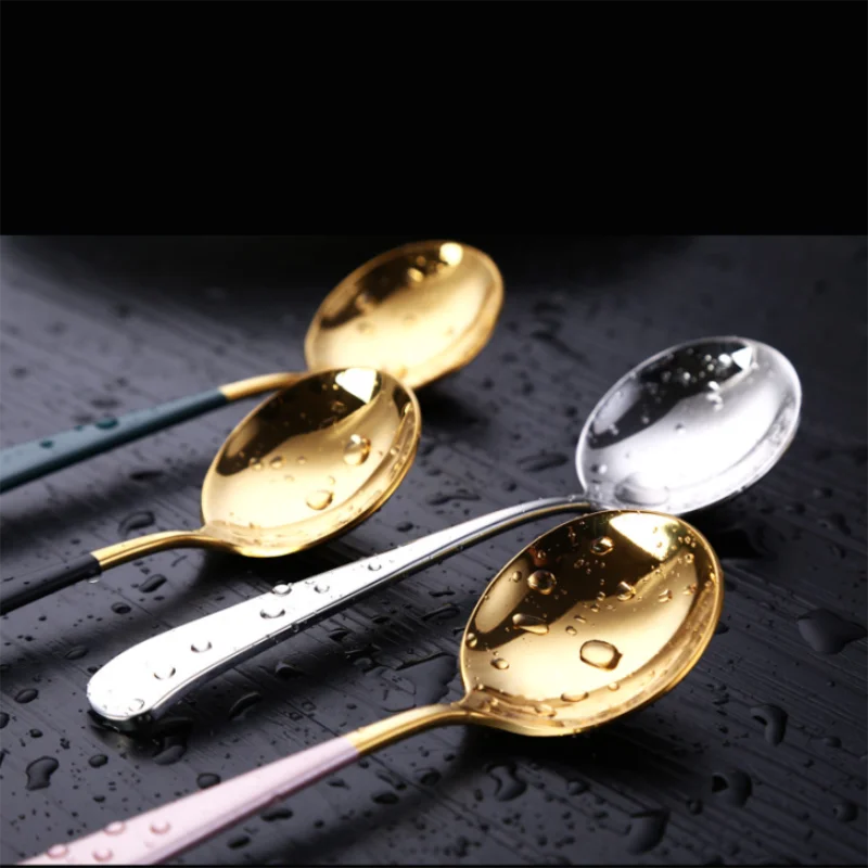 304 stainless steel small spoon household dessert ice cream spoon children's meal spoon watermelon short handle meal spoon