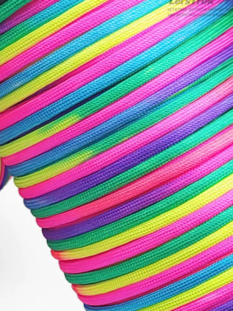 100M 4mm rainbow strip dye gradient 7 core paracord braccialetto per maglieria fai da te accessori per bracciali materiale cordino in corda da campeggio