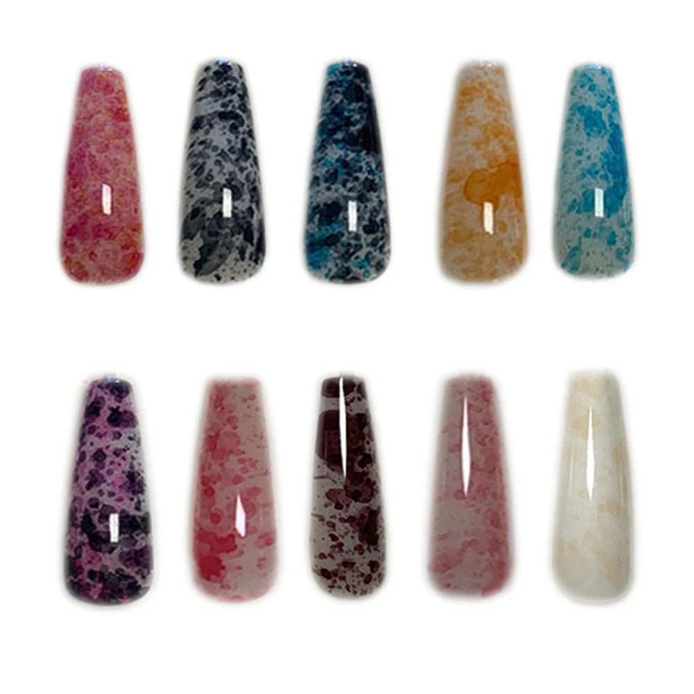 24pcs Nail tips 10 patterns Long Coffin False Nails