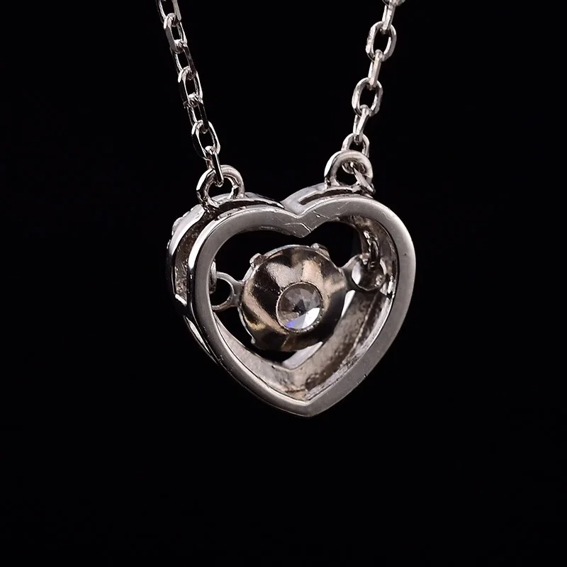 silver 925 clever necklace pendant will beating heart necklace female 925 silver moissanite necklace valentine's day