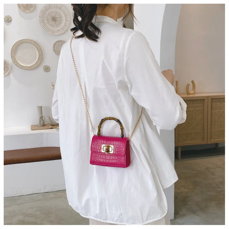 PVC Jelly Summer New Mini Handbag 2021 bamboo Handle Women\'s Designer Bag Chain Shoulder Messenger Bag