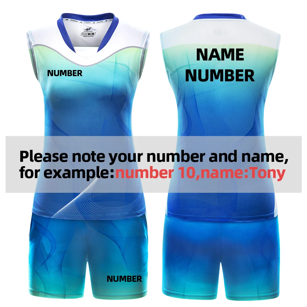 Women\'s Breathable Sleeveless Volleyball Jersey Set Quick-dry Volleyball Uniform Team Game Competition Training Sportswear