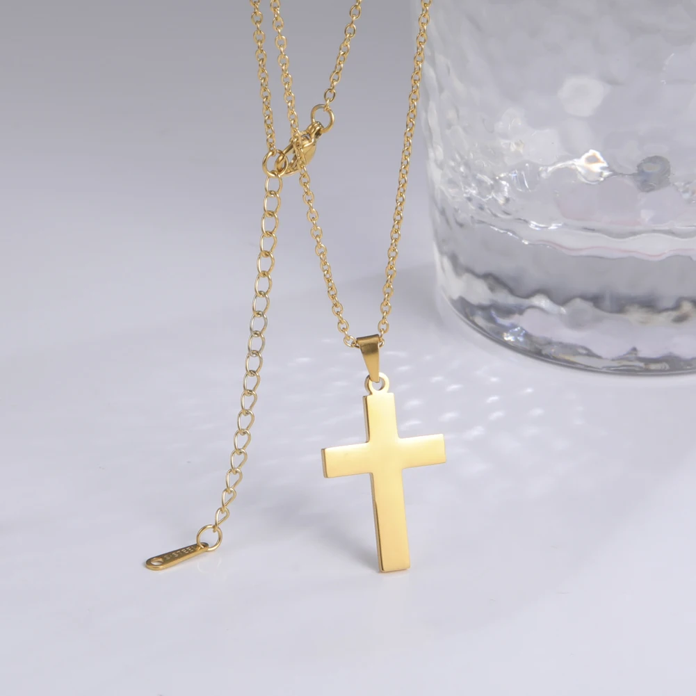 Unift Vintage Cross Pendant Necklace for Men Women Charm Punk Female Bohemian Stainless Steel Choker Neck Chain Jewelry Gifts